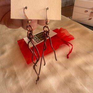 HANDMADE IN USA Brass dangle earrings BNWT $40